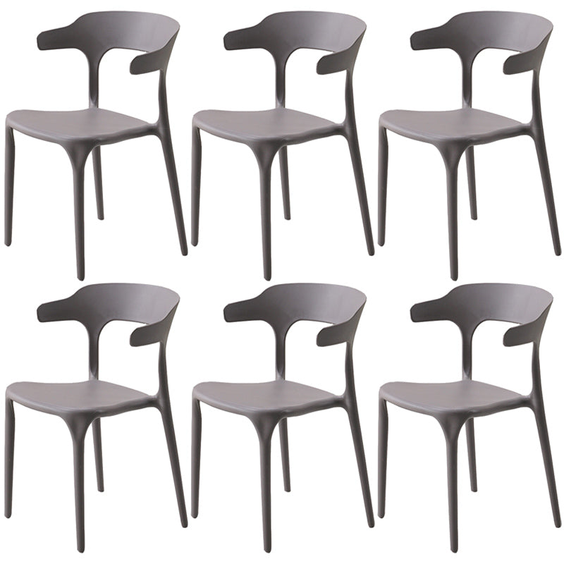 Home Stackable Contemporary Arm Chair Open Back Plastic Dining Room Chair