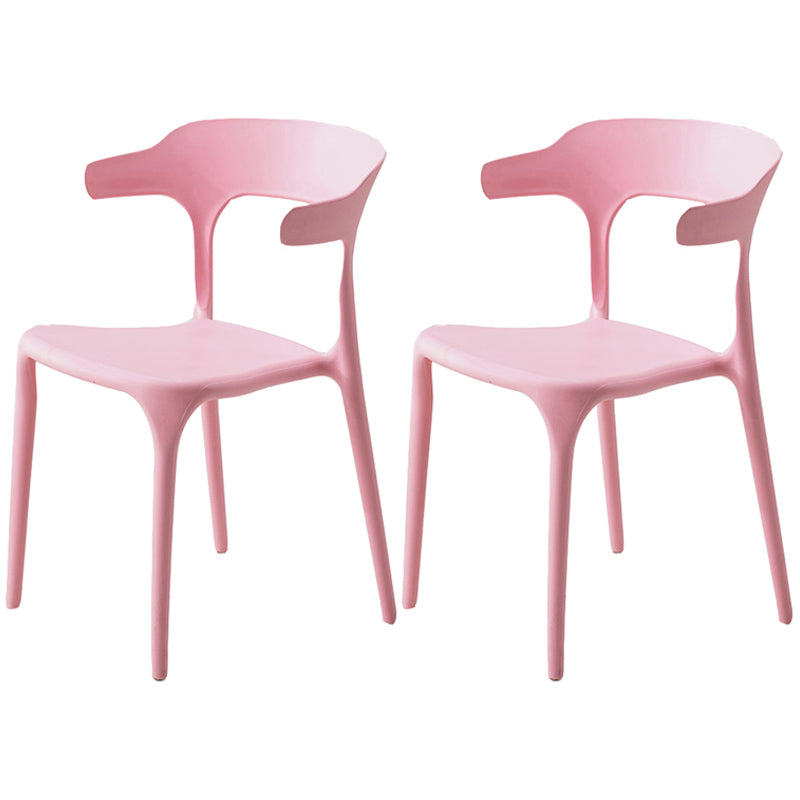 Home Stackable Contemporary Arm Chair Open Back Plastic Dining Room Chair