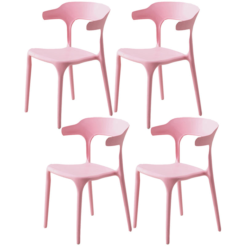 Home Stackable Contemporary Arm Chair Open Back Plastic Dining Room Chair