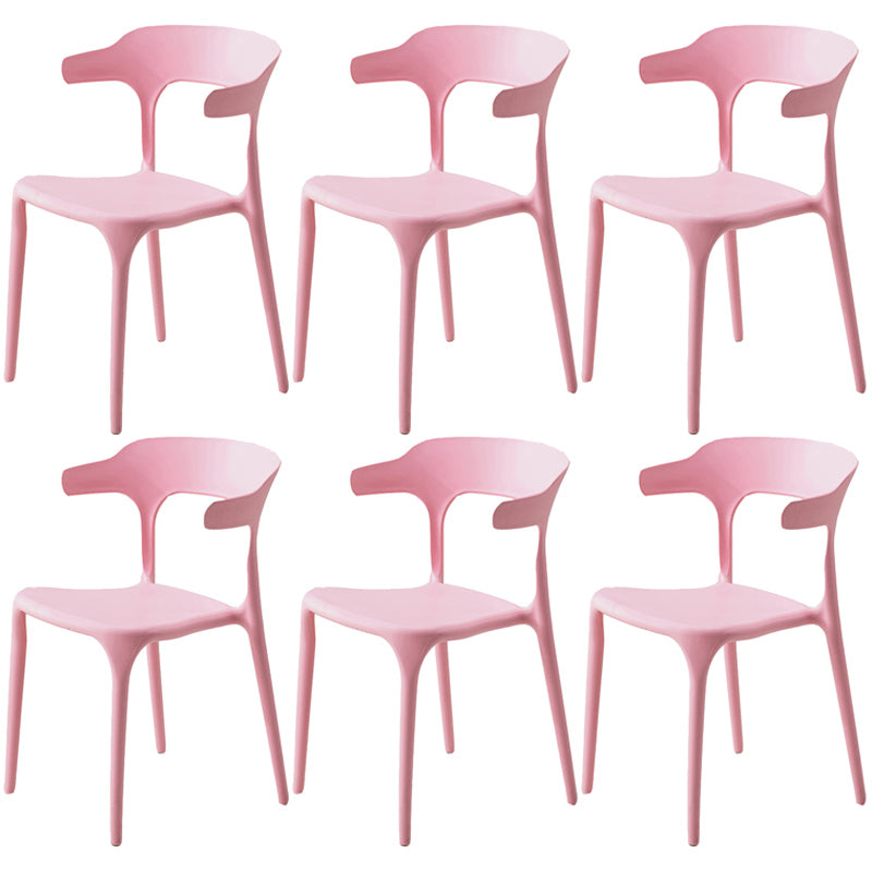 Home Stackable Contemporary Arm Chair Open Back Plastic Dining Room Chair