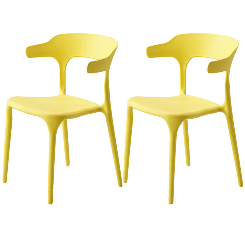 Home Stackable Contemporary Arm Chair Open Back Plastic Dining Room Chair
