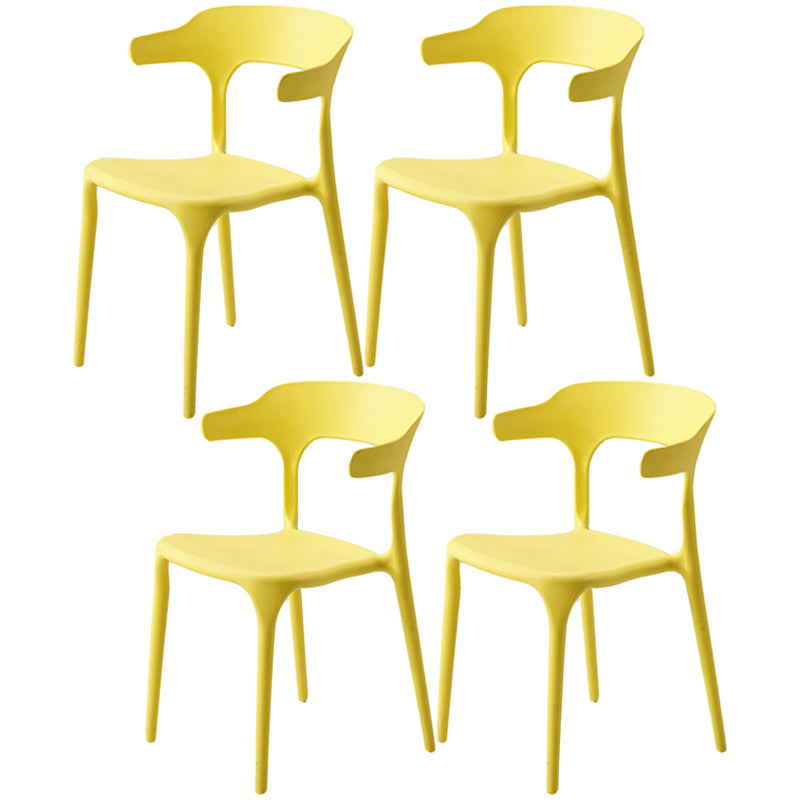 Home Stackable Contemporary Arm Chair Open Back Plastic Dining Room Chair