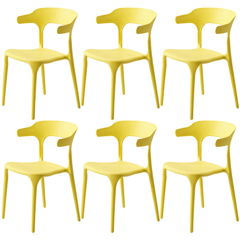 Home Stackable Contemporary Arm Chair Open Back Plastic Dining Room Chair