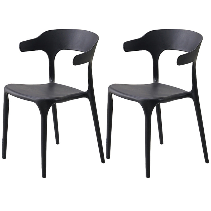 Home Stackable Contemporary Arm Chair Open Back Plastic Dining Room Chair