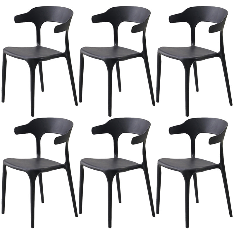 Home Stackable Contemporary Arm Chair Open Back Plastic Dining Room Chair