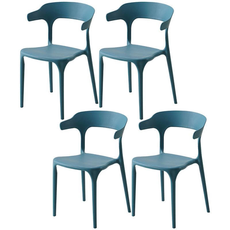 Home Stackable Contemporary Arm Chair Open Back Plastic Dining Room Chair