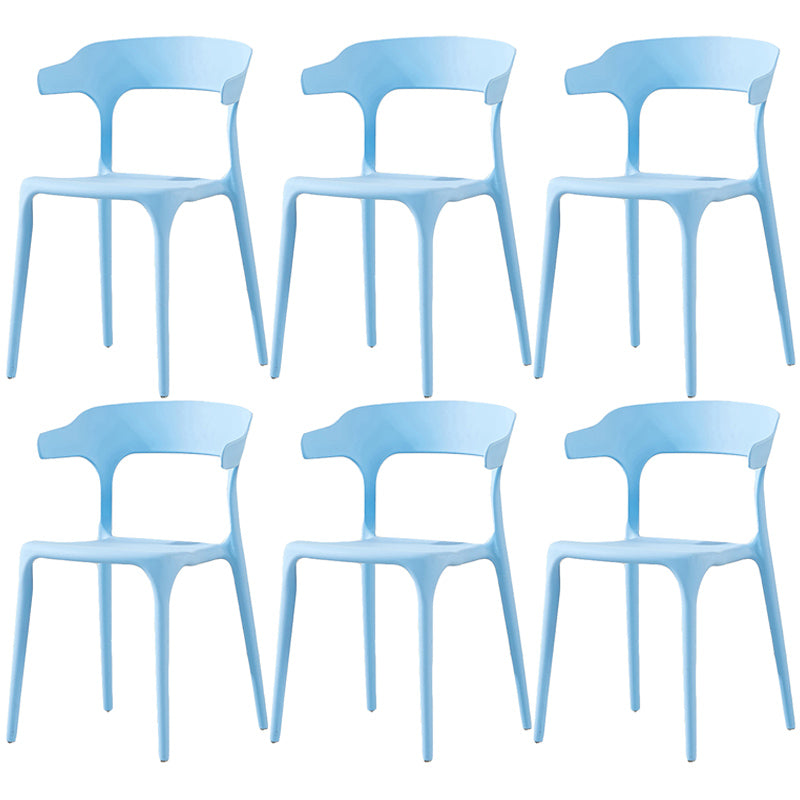 Home Stackable Contemporary Arm Chair Open Back Plastic Dining Room Chair