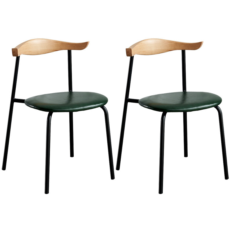 Contemporary Metal Dining Room Chairs Armless Open Back Dining Side Chair for Home Use