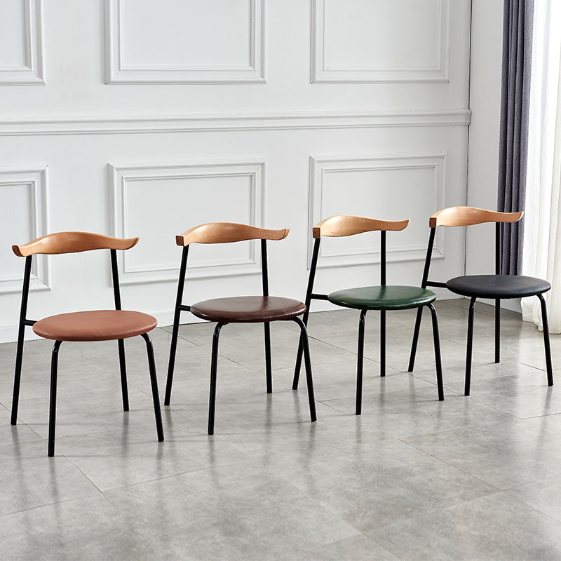 Contemporary Metal Dining Room Chairs Armless Open Back Dining Side Chair for Home Use