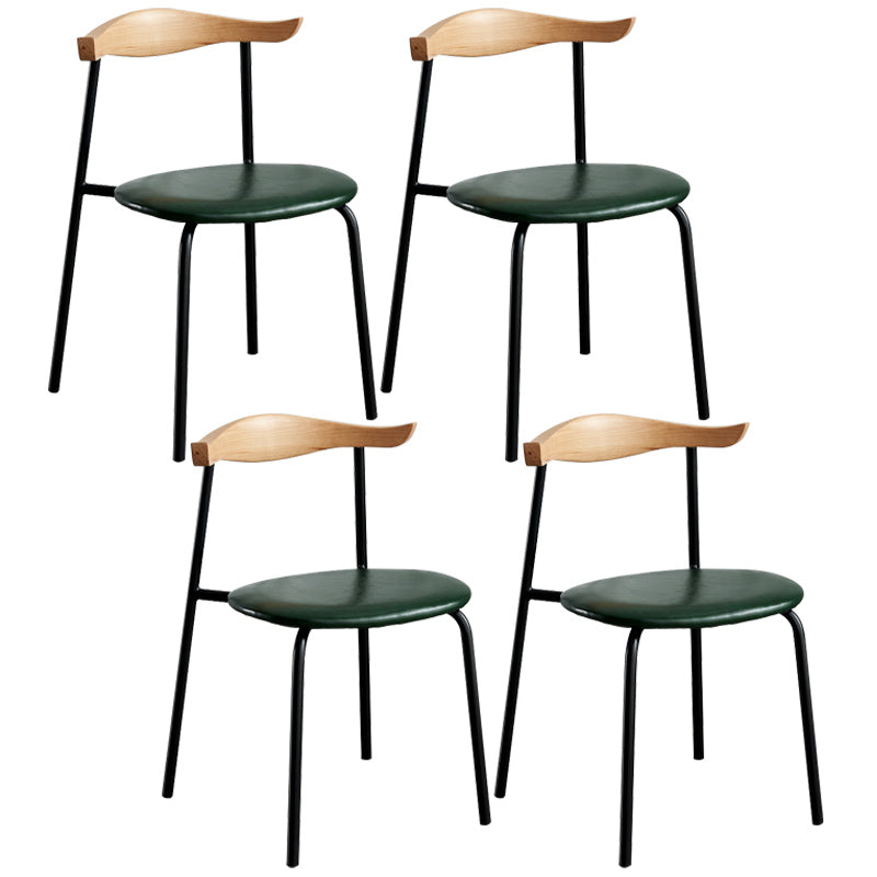 Contemporary Metal Dining Room Chairs Armless Open Back Dining Side Chair for Home Use