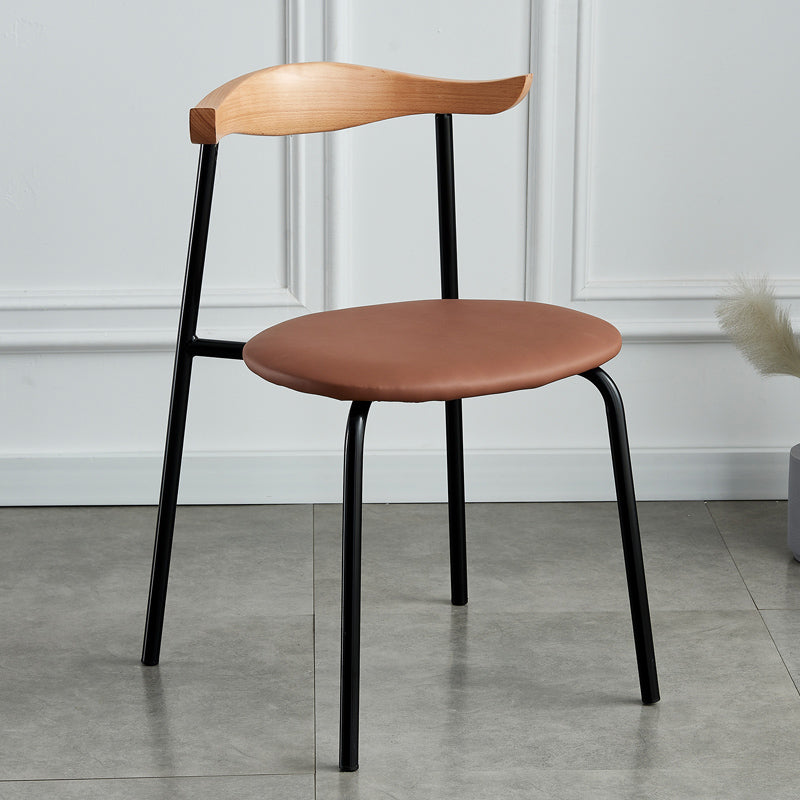 Contemporary Metal Dining Room Chairs Armless Open Back Dining Side Chair for Home Use