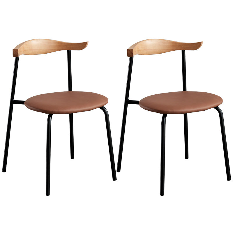 Contemporary Metal Dining Room Chairs Armless Open Back Dining Side Chair for Home Use
