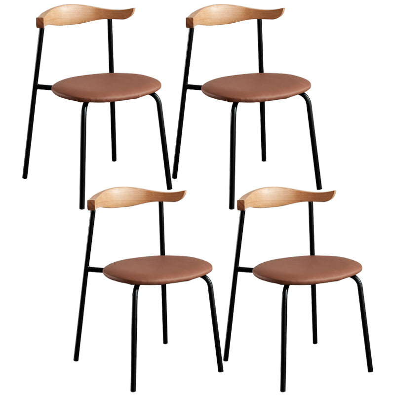 Contemporary Metal Dining Room Chairs Armless Open Back Dining Side Chair for Home Use