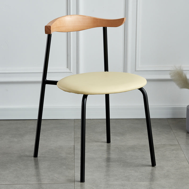Contemporary Metal Dining Room Chairs Armless Open Back Dining Side Chair for Home Use