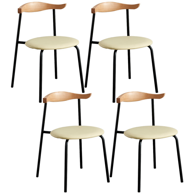 Contemporary Metal Dining Room Chairs Armless Open Back Dining Side Chair for Home Use