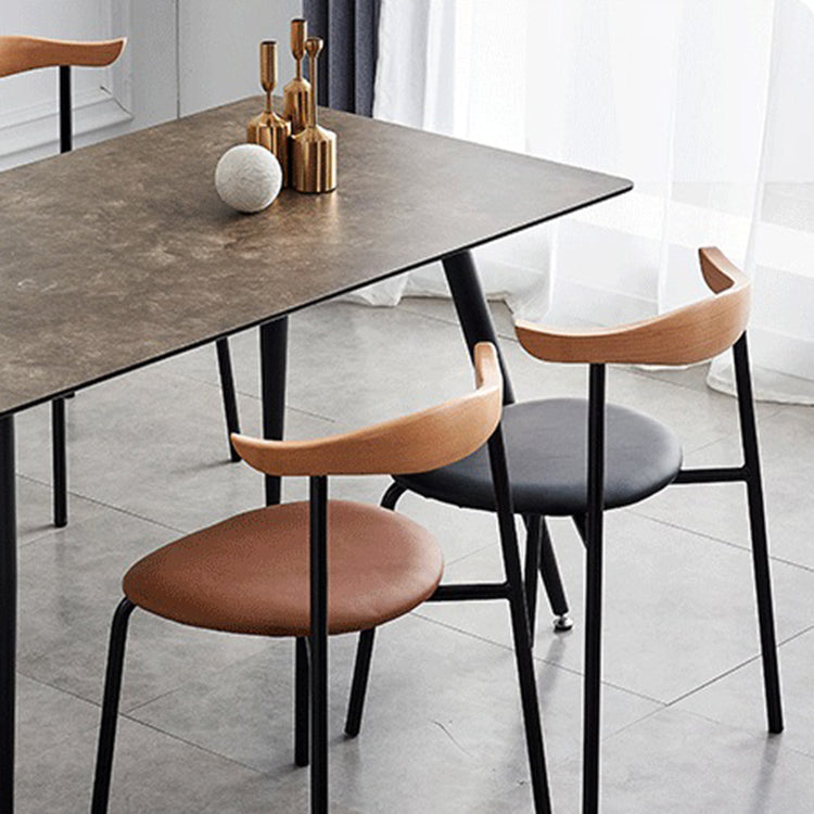 Contemporary Metal Dining Room Chairs Armless Open Back Dining Side Chair for Home Use