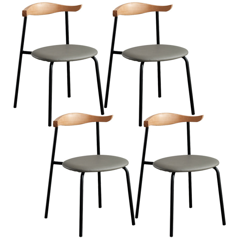 Contemporary Metal Dining Room Chairs Armless Open Back Dining Side Chair for Home Use