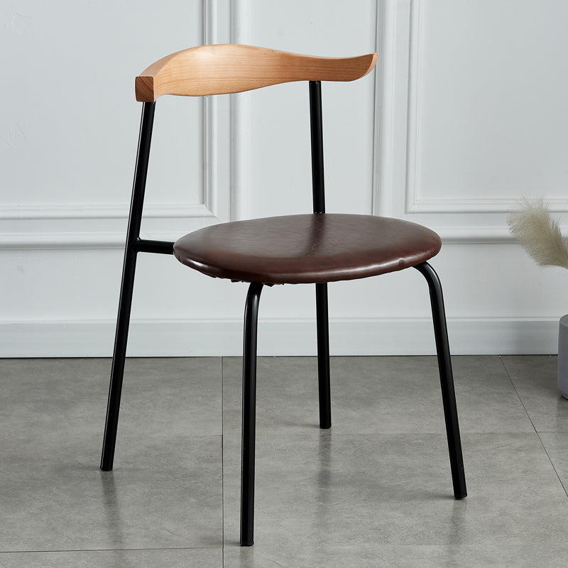 Contemporary Metal Dining Room Chairs Armless Open Back Dining Side Chair for Home Use