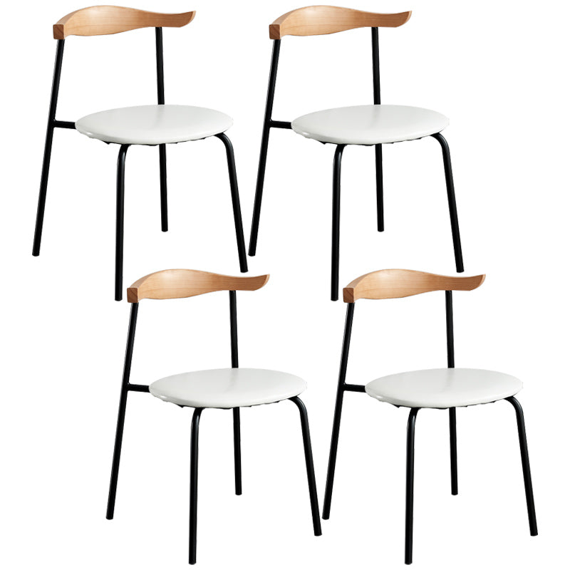 Contemporary Metal Dining Room Chairs Armless Open Back Dining Side Chair for Home Use