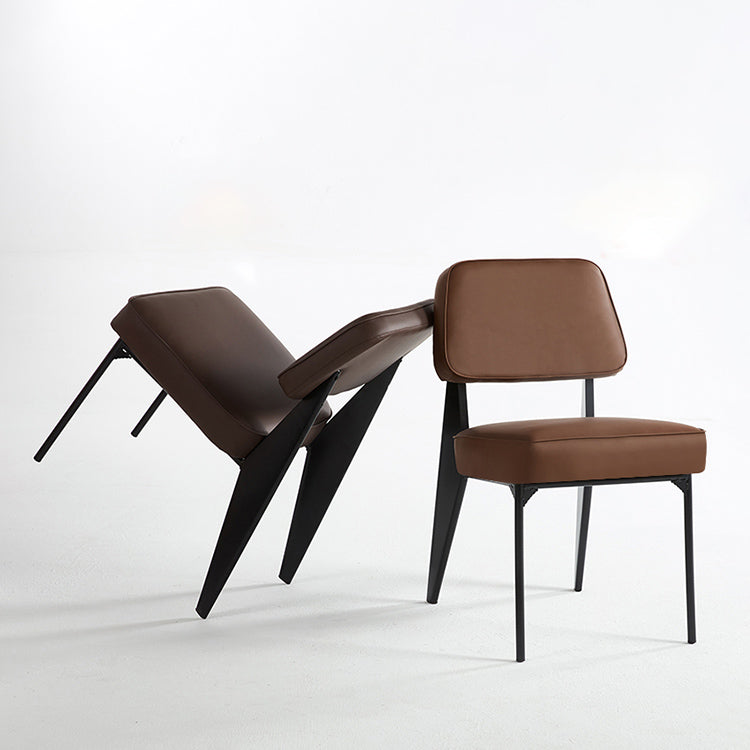 Industrial Armless Dining Chairs Open Back Upholstered Side Chair with Metal Legs