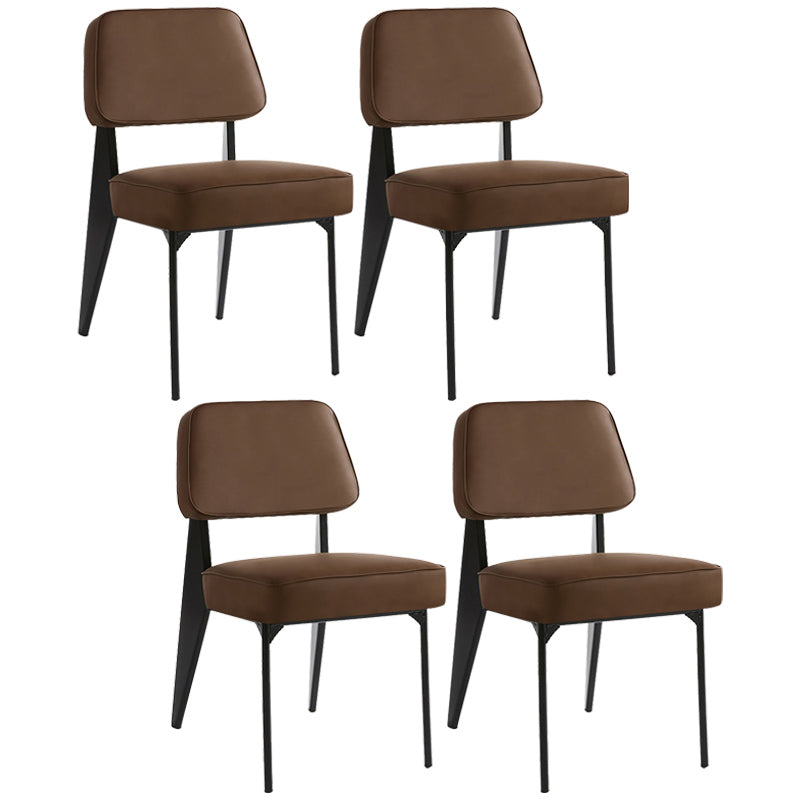 Industrial Armless Dining Chairs Open Back Upholstered Side Chair with Metal Legs