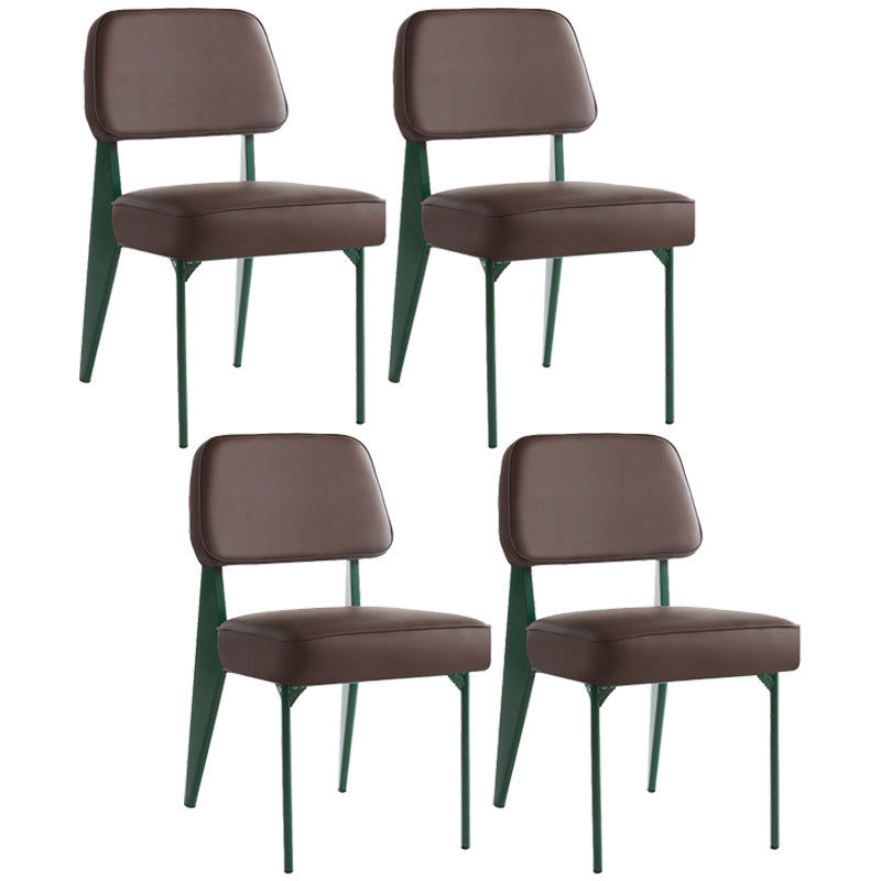 Industrial Armless Dining Chairs Open Back Upholstered Side Chair with Metal Legs