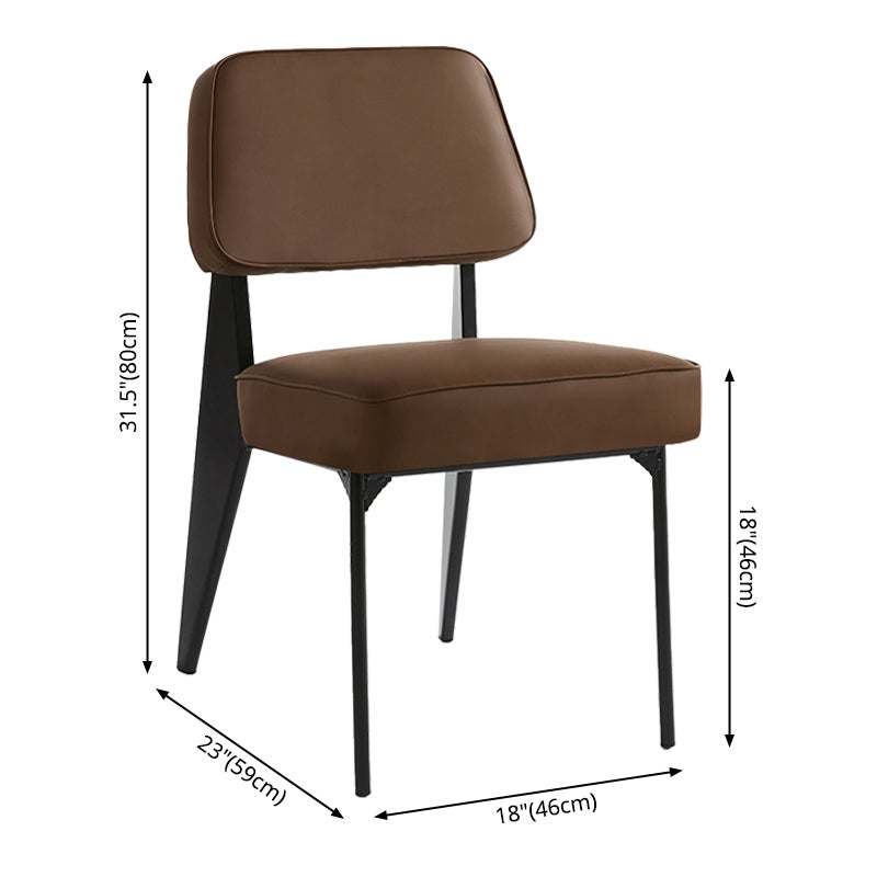Industrial Armless Dining Chairs Open Back Upholstered Side Chair with Metal Legs