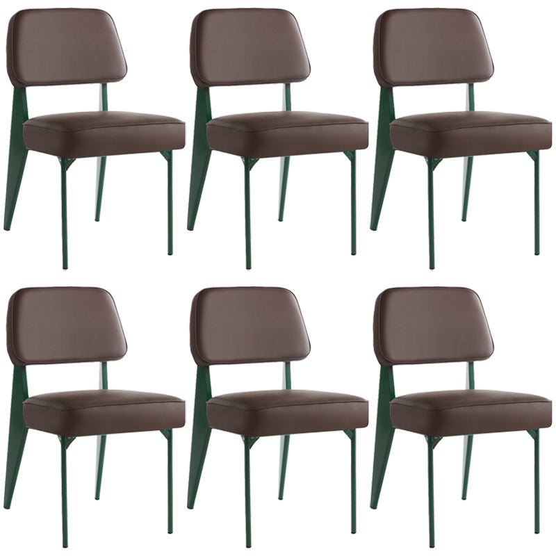 Industrial Armless Dining Chairs Open Back Upholstered Side Chair with Metal Legs