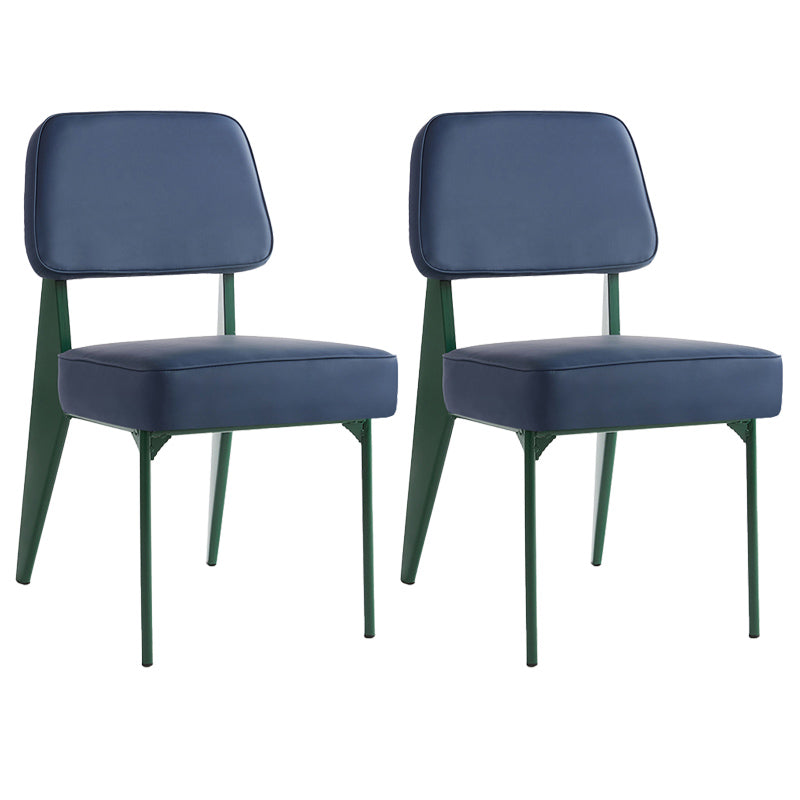 Industrial Armless Dining Chairs Open Back Upholstered Side Chair with Metal Legs