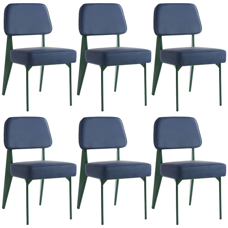Industrial Armless Dining Chairs Open Back Upholstered Side Chair with Metal Legs