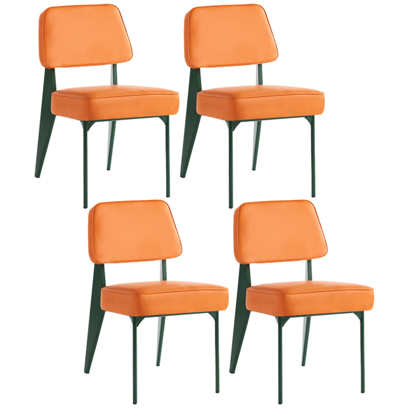 Industrial Armless Dining Chairs Open Back Upholstered Side Chair with Metal Legs