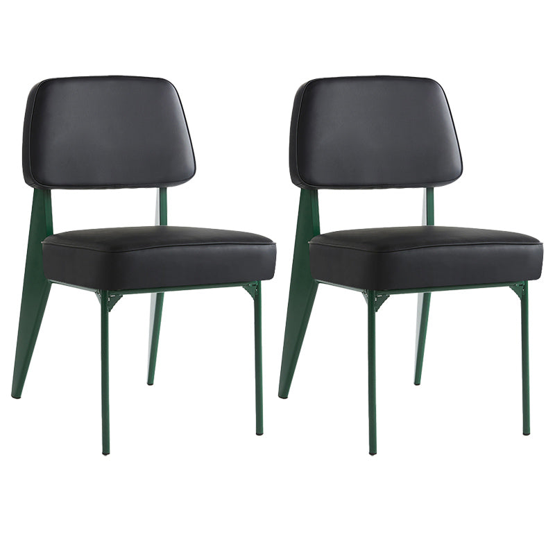 Industrial Armless Dining Chairs Open Back Upholstered Side Chair with Metal Legs