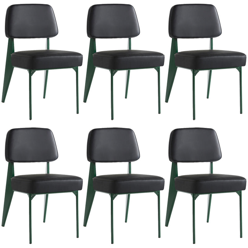 Industrial Armless Dining Chairs Open Back Upholstered Side Chair with Metal Legs