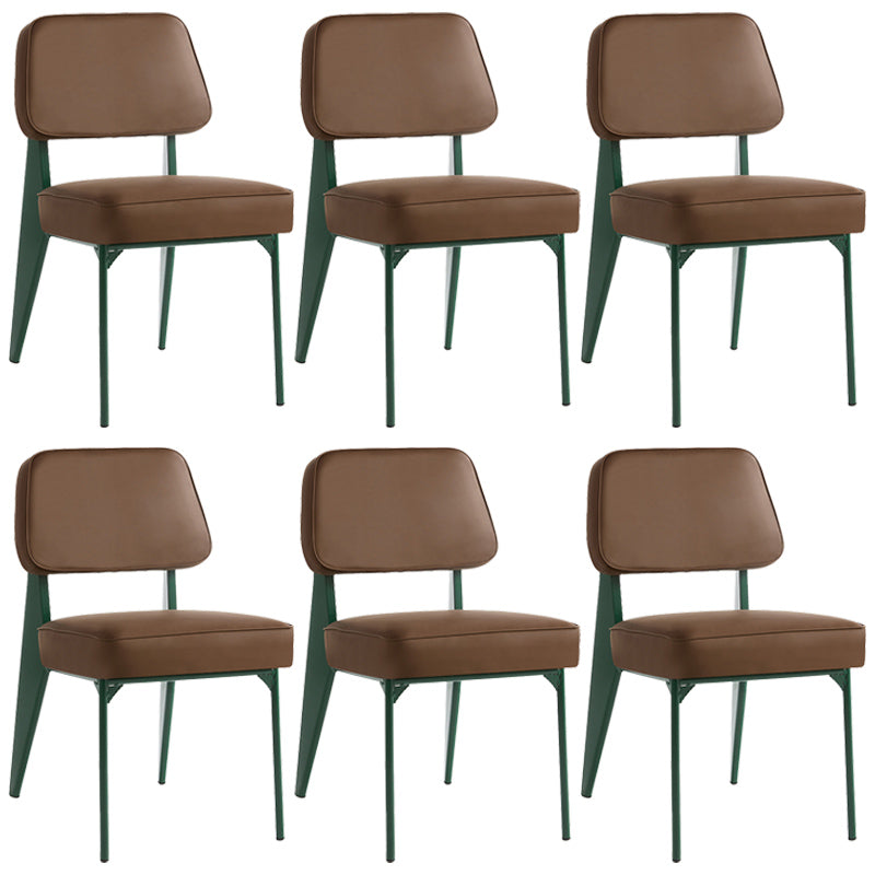 Industrial Armless Dining Chairs Open Back Upholstered Side Chair with Metal Legs