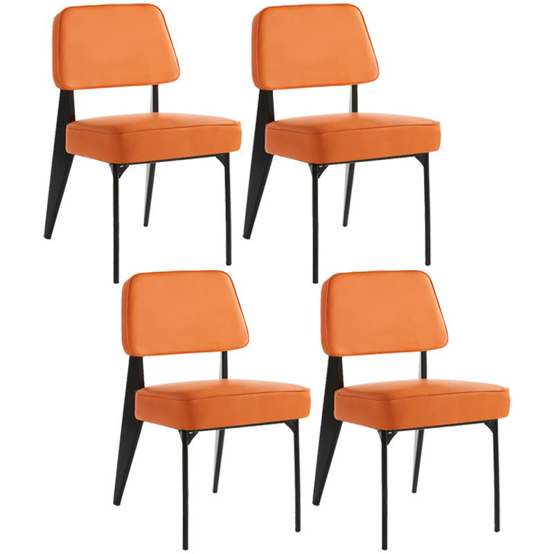 Industrial Armless Dining Chairs Open Back Upholstered Side Chair with Metal Legs