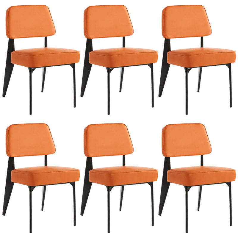 Industrial Armless Dining Chairs Open Back Upholstered Side Chair with Metal Legs