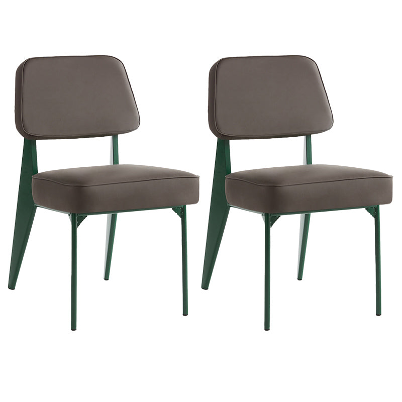 Industrial Armless Dining Chairs Open Back Upholstered Side Chair with Metal Legs