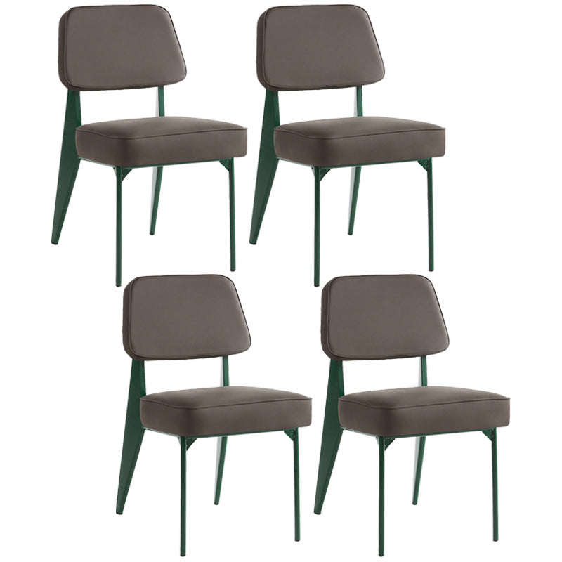 Industrial Armless Dining Chairs Open Back Upholstered Side Chair with Metal Legs