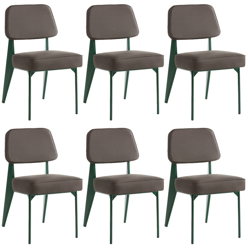 Industrial Armless Dining Chairs Open Back Upholstered Side Chair with Metal Legs