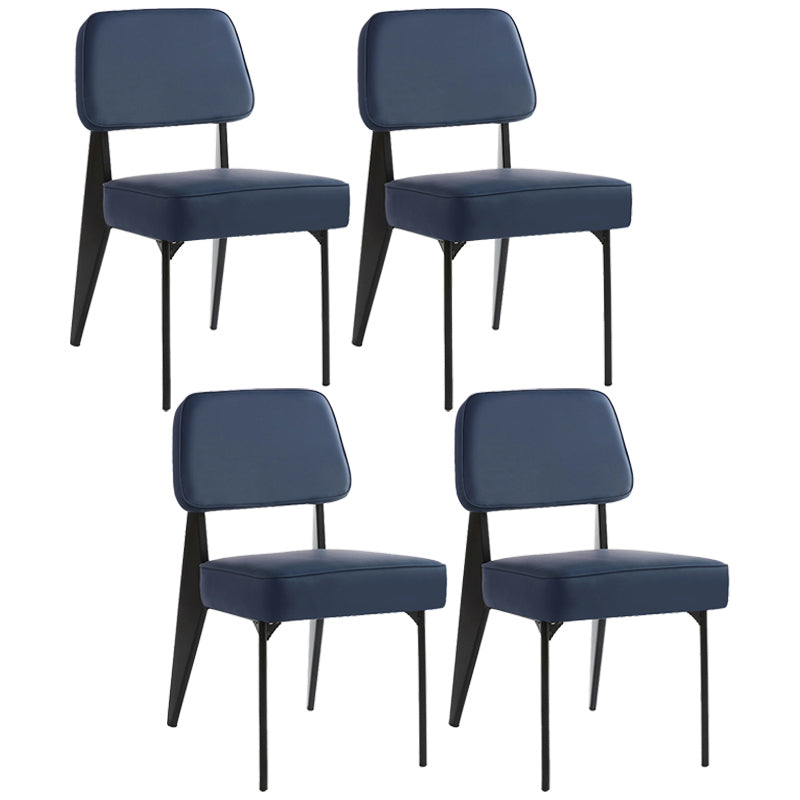 Industrial Armless Dining Chairs Open Back Upholstered Side Chair with Metal Legs
