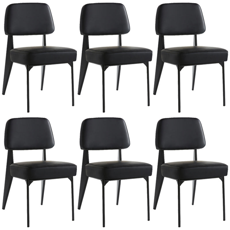 Industrial Armless Dining Chairs Open Back Upholstered Side Chair with Metal Legs