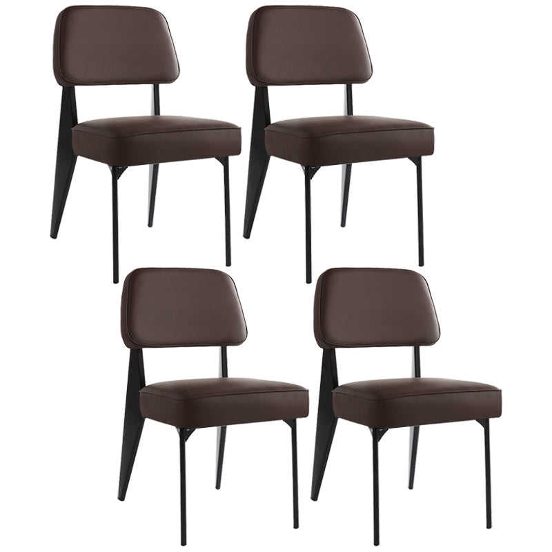 Industrial Armless Dining Chairs Open Back Upholstered Side Chair with Metal Legs