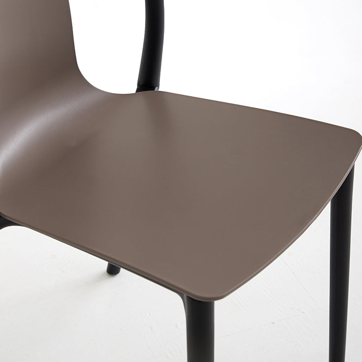 Scandinavian Armless Dining Chairs Plastic Slat Back Side Chairs with Black Legs