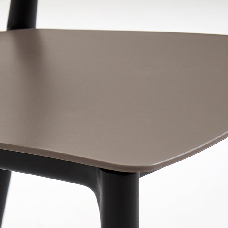 Scandinavian Armless Dining Chairs Plastic Slat Back Side Chairs with Black Legs