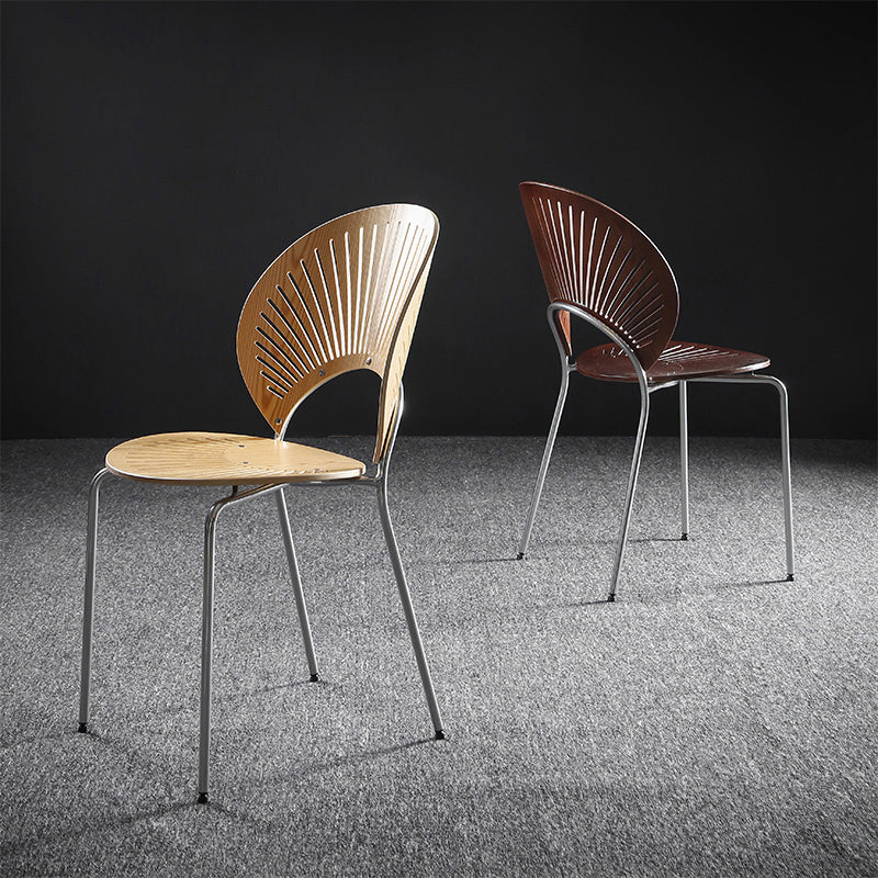 Nordic Style Metal Armless Dining Chairs Open Back Dining Side Chair for Home Use