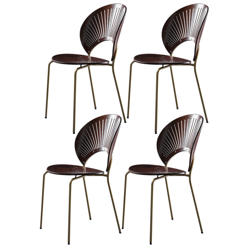 Nordic Style Metal Armless Dining Chairs Open Back Dining Side Chair for Home Use