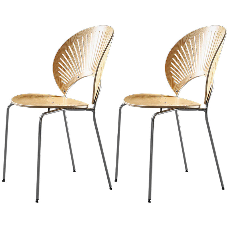 Nordic Style Metal Armless Dining Chairs Open Back Dining Side Chair for Home Use