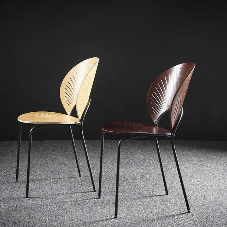 Nordic Style Metal Armless Dining Chairs Open Back Dining Side Chair for Home Use