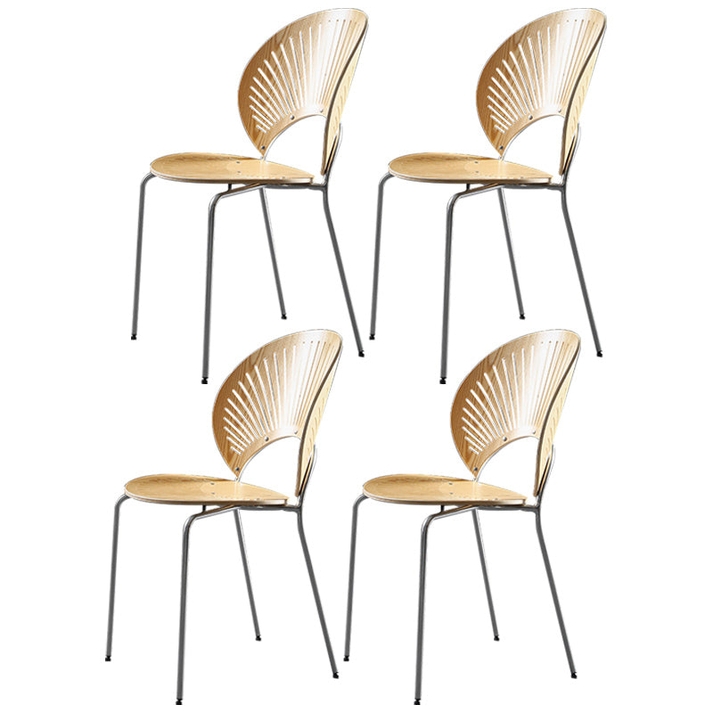 Nordic Style Metal Armless Dining Chairs Open Back Dining Side Chair for Home Use