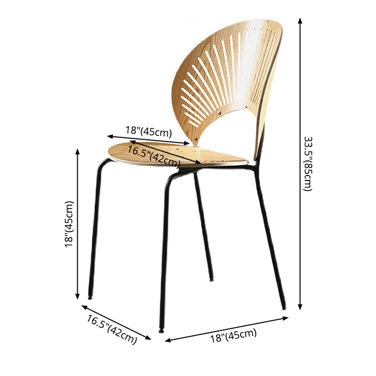 Nordic Style Metal Armless Dining Chairs Open Back Dining Side Chair for Home Use